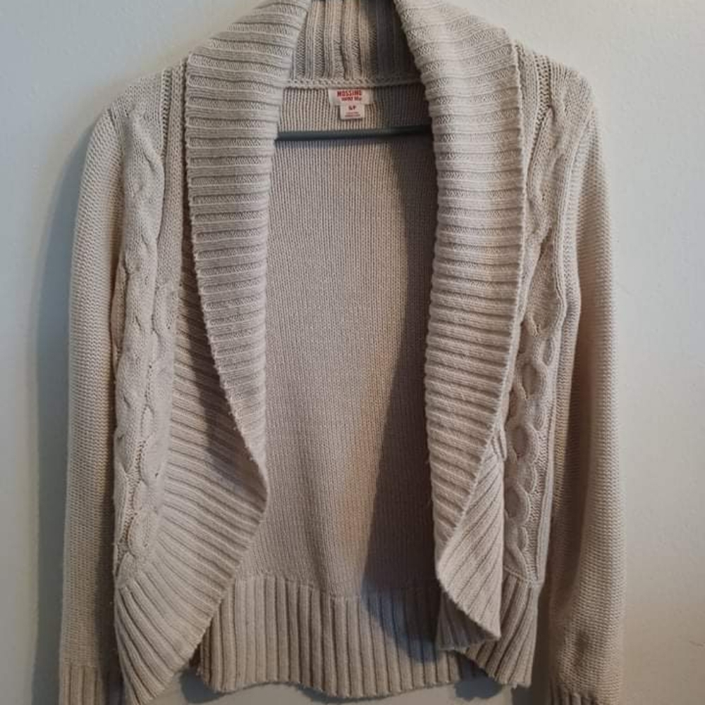 Mossimo Shawl Collar Open Front Cocoon Cable Cardigan Sweater Cream Sz S